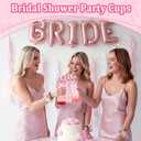 50 Pack 14oz Coquette Pink Bow Plastic Cups with Lids Straws & Pink Satin Ribbon Bows, Reusable Cute Aesthetic Tumblers for Birthday Wedding Bridal Shower Party Supplies for Women