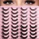 Lashes Wispy False Eyelashes Strips 4 Styles Cat Eye Strip Lash Natural Looking Fake Mink Eyelash Pack Short Fluffy Full Lashes that Look Like Extensions Wispies Clear Band Pestaas Postizas