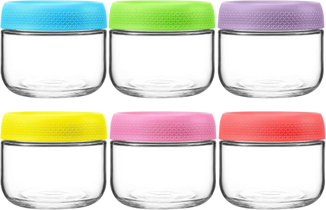 6 Pack Glass Mason Jars with Lids, 10oz Airtight Overnight Oats Containers, Glass Storage Jars for Breakfast, Lunch, and Leftovers – BPA-Free, Leakproof, Ideal for Meal Prep and Pickling