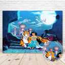Aladdin Palace Birthday Backdrop - Arabian Castle Fairytale Princess Jasmine Tiger Vinyl Banner for Girl's Party Supplies