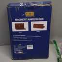 HOSHANHO Magnetic Knife Block 14 x 10 Inches, Double Sided Magnetic Knife Holder Rack for Kitchen Counter, Acacia Wood Magnetic Knife Storage Stand with Knife Sharpener