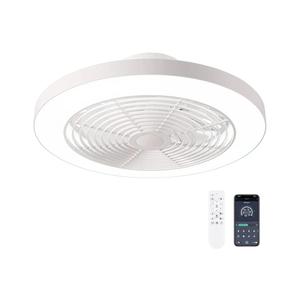 Orison Ceiling Fans with Lights, Low Profile Ceiling Fan with Lights and Remote, 6 Wind Speeds Smart Flush Mount Ceiling Fan for Bedroom, Kids Room and Living Room 19.7" (White)
