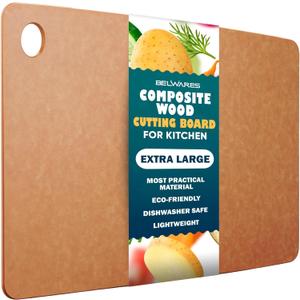 Dishwasher Safe Cutting Boards for Kitchen - Extra Large Composite Wood Cutting Boards - Thin, BPA Free & Eco-Friendly Chopping Board (18 x 12 Inch, Natural)