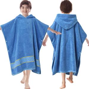 VOOVA & MOVAS 32"X64" Large Turkish Hooded Towels for Boys Age 8-14,Thick 600GSM | Large | 100% Cotton Poncho Towel, Ultra-Soft | Absorbent Robe, Perfect for Swim | Bath | Beach | Gifts, Blue