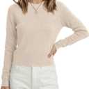 LaGracia Cropped Sweaters for Women Long Sleeve Business Casual Sweater Crop Tops Lightweight Wool Blend Spring Fall Outfits L