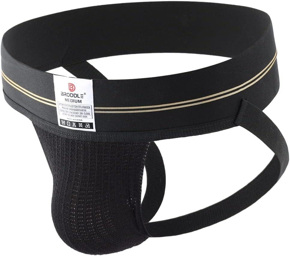 BRODDLE Men's Jockstrap Stretchy Nylon Mesh Pouch Performance Workout Athletic Supporters for Men (XL)