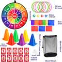 Hungdao 3 Sets Carnival Games Combo Set, Dart Board with Balls Plastic Cones Ring Bean Bags Toss Game for Boys Girls Adults Family Birthday Yard Indoor Outdoor