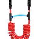 AGVEE 3ft Coiled Short USB-C to Lightning Charging Cable [MFI Certified] 30W PD Fast Charger Cord in Car for iPhone 14/13/12/11/XS/8/7/6/5 CarPlay, iPad, iPod, Red