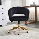 Eifizek Velvet Home Office Desk Chair with Wheels, Modern Adjustable Rolling Chair with Back, Swivel Vanity Chair for Bedroom, Office, Vanity Study (Black), 24.6 x 23.62 x 35.04 inches