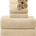 8-Piece Bath Towel Set, 2 Extra Large Bath Towel Sheets, 2 Hand Towels and 4 Washcloths - Highly Absorbent Quick Dry Microfiber,Ultra Soft Towel Set for Bathroom, Waffle Weave, Pack of 8 (Camel)