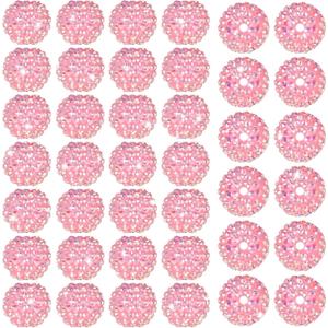 40 Pcs 20 mm Rhinestone Beads Bulk Crystal Round Disco Ball Chunky Bubblegum Beads for Pens Bracelets Charms Craft European Style Jewelry Making Supplies Christmas(Pink)