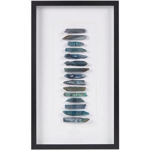 INK+IVY Cerulean Stones Wall Dcor Natural Agate, Glass Framed Art for Living Room Entryway Home Accent, Ready to Hang Bedroom Decoration, 13.78" W x 23.62" H, Blue