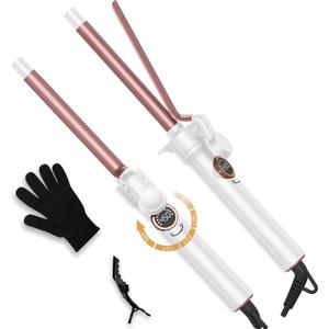 5/8 Inch Curling Iron,Curling Wand for Long Hair,5 Adjustable Temp LCD Digital Control,16 mm Thin Long Barrel Curling Iron Double Voltage 110-240V