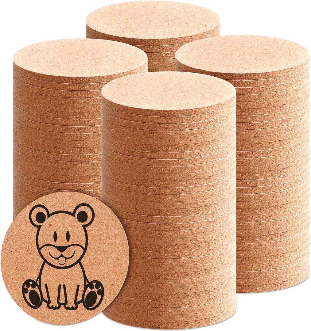 Layhit Cork Coasters for Drinks Absorbent Cork Trivets 4 Inch Bulk Blank Coasters for Kitchen Office Dishes Plate Wine Glass Cup Cottage DIY Crafts(300 Pcs,Round)
