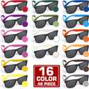 48 Pack 16 Colors Neon Party Sunglasses, 80s Retro Style Party Favors Sun Glasses Bulk for Carnival, Summer Pool Toys, Goody Bag Stuffers, Boy and Girl Beach Party Supplies, Birthday, School Gift
