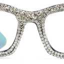 mincl Fashion style Bling Rhinestone Square Reading Glasses For Women Shiny Diamond Blue Light Blocking Eyeglasses (black, 2.5, multiplier)