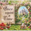 7x5ft Fairy Tale Magic Book Backdrop Enchanted Forest Castle Princess Floral Arch Photography Background Wedding Birthday Party Decorations Photo Banner Props