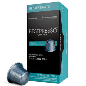 Bestpresso Coffee for Nespresso Original Machine 120 Aluminum pods Certified Genuine Espresso Decaffeinato Blend(Medium Intensity) Pods Compatible with Nespresso Original