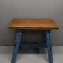 Deco 79 Wood Stool with Brown Wood Top, 20" x 14" x 18", Blue