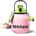 Sidagar 60 oz Big Gallon Water Bottle with Straw and Carry Handle, Pink Wide Mouth Vacuum Insulated Stainless Steel Bottles Easy Carry Tumbler for Women