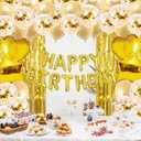 Gold Birthday Party Decorations - Sweet 16 21st Women Girls Happy Birthday Banner, Fringe Curtains, Heart Star Foil Confetti Balloons Backdrop Supplies