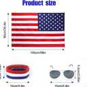 LUTER 3PCS Accessories for 4th of July, American Flag Costume Cape, Retro 80's American USA Sunglasses and Red White and Blue Bandana Headband, Outfits for Independence Day for Adult Men Women