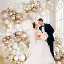 White Sand Metallic Champagne Gold Balloons Garland Arch Kit,152PCS White Nude Balloons with Clear Balloons for Birthday Boho Wedding Baby Shower Bridal Shower Engagement Anniversary Decorations