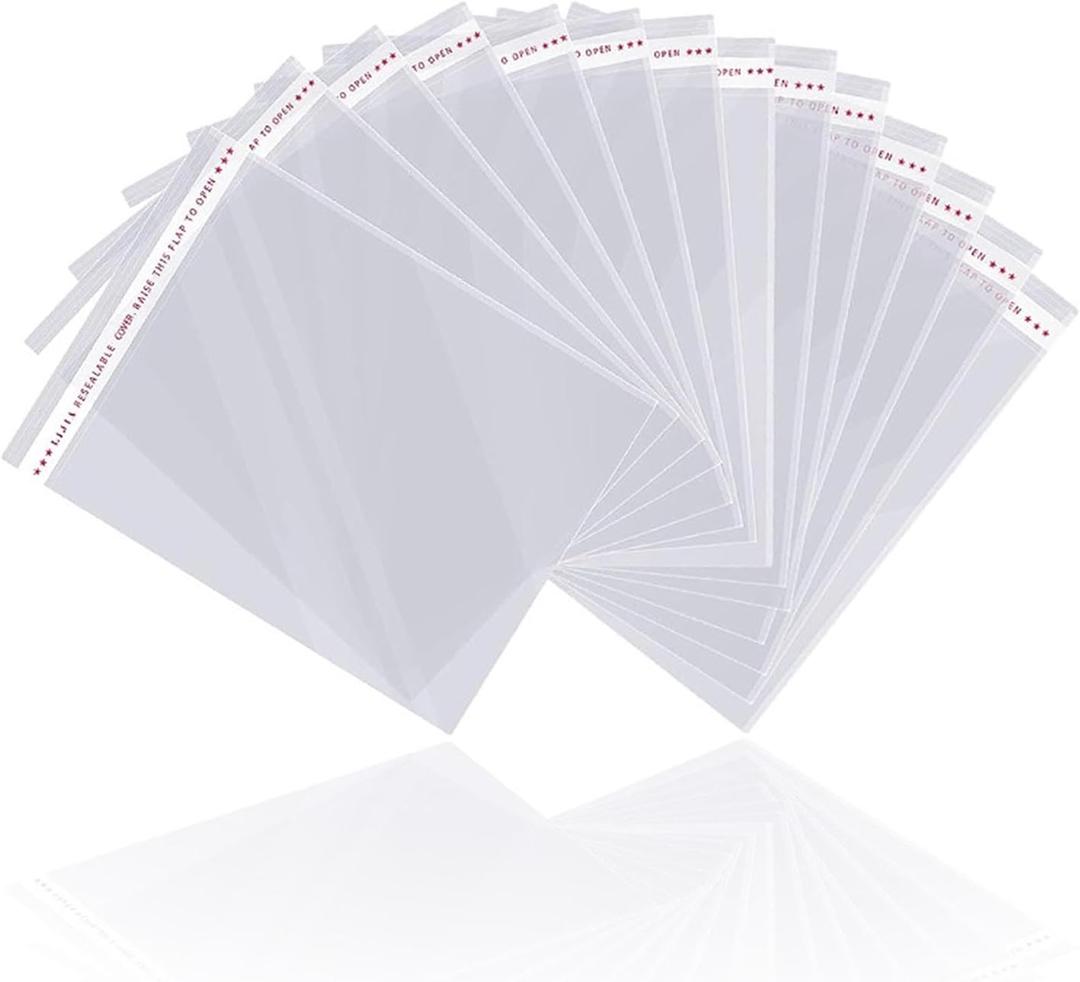 LonlyEagle 200 Pcs 7"x10" Self Sealing Cellophane BagsClear Cellophane Cello BagsFit 7"x10" Inch Cards PhotosEnvelopes CandySelf Adhesive for Packaging Gifts,Cookies