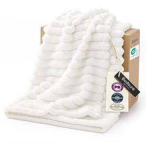 Bedsure GentleSoft White Throw Blanket for Couch - Cozy Soft Fleece Summer Throw Blankets for Bed, Cute Small Gift for Women Girls, House Bedroom Decor Aesthetic, Off White, 50x70 Inches