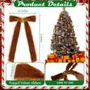 12 Pcs Brown Bows for Christmas Tree Brown Frayed Velvet Ribbon Bows Ornaments Vintage Frayed Crushed Velvet Ribbons for Tree Garland Wreath Indoor Outdoor Xmas Decorations