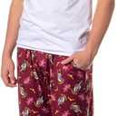Harry Potter Hogwarts House Crest PJs Men's All Over Print Pajama Pants - Gryffindor Slytherin Hufflepuff Ravenclaw (Red, L)