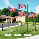 25FT Sectional Flag Pole Kit, Extra Thick Heavy Duty Aluminum Flagpoles for Outside House Inground with 3'*5' American Flag and Black Ball Topper for Residential or Commercial Use, Black