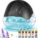 Water Based Air Purifier for Home with Essential Oil Diffuser and Humidifier Function, Rainbow Air Washer with LED Night Light, Freshener for Smoke and Pet Odors, Includes 6x10ml Essential Oils (Black)