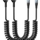 90 Degree USB A to USB C Cable, 2Pack 3ft Coiled USB Type C Cable for Car, USB-C Fast Charging Cable Compatible with iPhone 17/16/15/Samsung Galaxy S20 S10 S9 S8 Plus Note 10 and More USB C Devices (Grey)