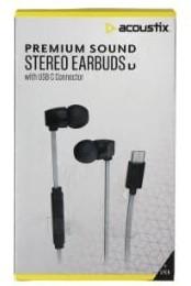 Acoustix Premium Sound Stereo Earbuds with USB-C Connector