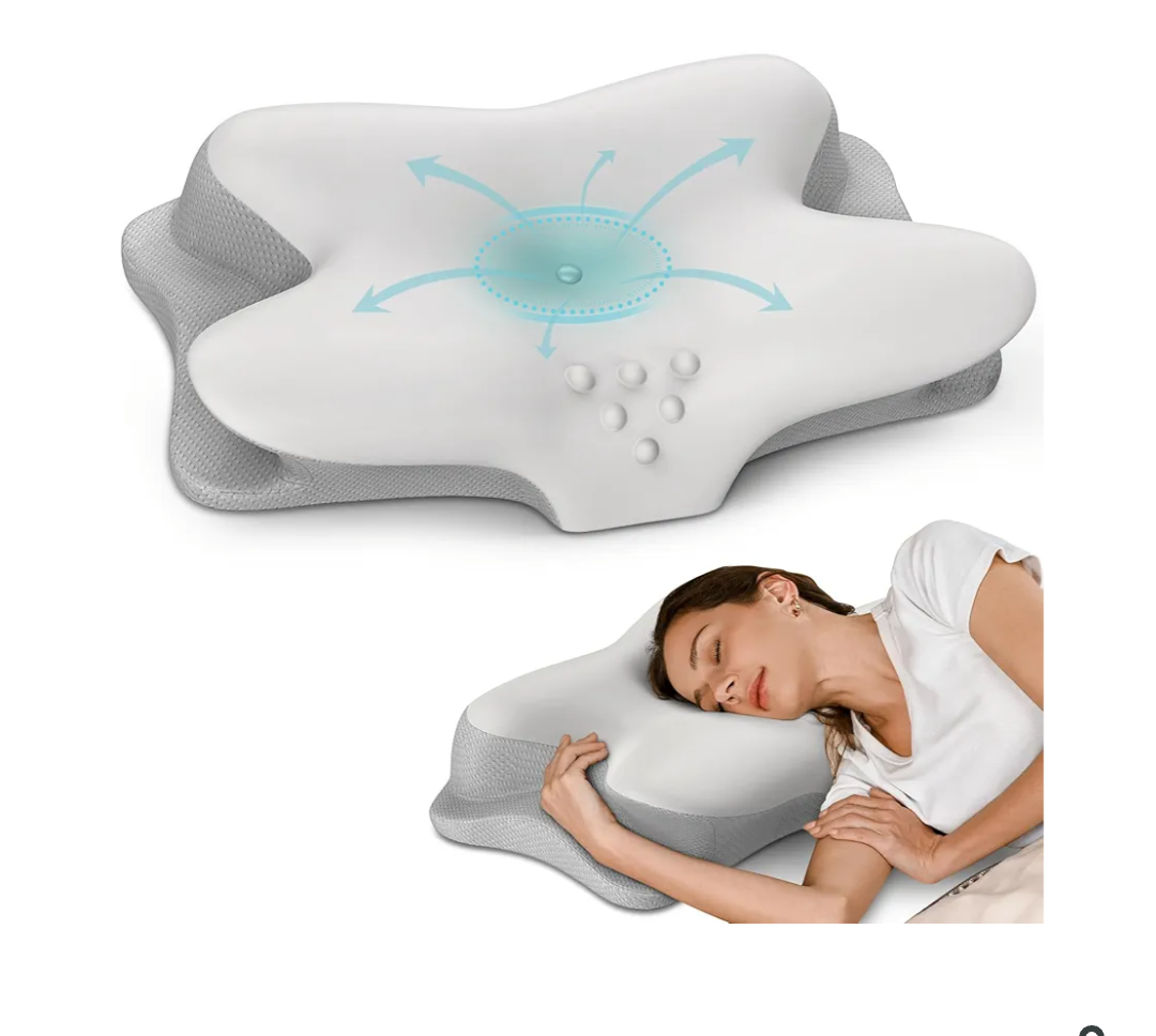 Cervical Neck Pillow - Cooling Pillow for Neck Pain Relief, Ergonomic Side Sleeper Pillow for Sleeping, Contour Orthopedic Memory Foam Pillows for Back & Stomach Sleepers with Pillowcase