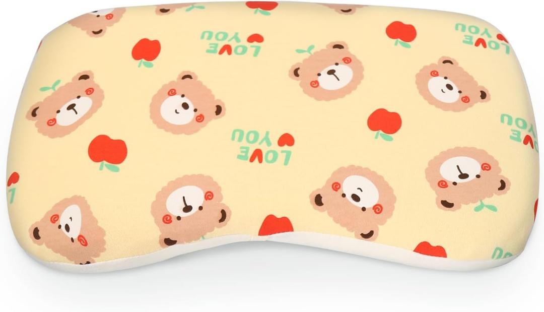 Soft Toddler Pillow for Sleeping (14.5'' x 8.4'') with Removable Cover  Ideal for Travel & Nursery, Cuddly Bear Design  Perfect for Ages 1-2 Years