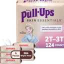 Bundle of Pull-Ups Girls' Skin Essentials Potty Training Pants, Training Underwear, 2T-3T (16-34 lbs), 124 Ct (4 Packs of 31) + Baby Wipes, 99% Water, 6 Flip Top Packs (336 Wipes Total)