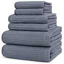 HOMEXCEL 3 Piece Premium Towels Set, 1 Bath Towels, 1 Hand Towels, and 1 Wash Cloths, Soft, Highly Absorbent and Quick Dry Microfiber Waffle Towel for Bathroom, Gym, Shower, Hotel, and Spa, Grey