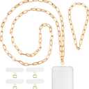Ecation 2 Pcs Gold Metal Phone Chain Crossbody Phone Lanyard with 1 Wrist Strap and 4 Tether Tabs for Women Girls Travel Shopping Party Camping