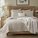 Bedsure King Quilt - Linen Bedspread King Size & Lightweight Comforter, Modern Farmhouse Coverlet with Clover Pattern, Ultra Soft All-Season Bedding, 106 x 96 Inches