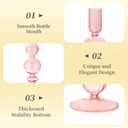 Hewory Glass Candlestick Holders Set: 3PCS Pink Candle Holder Taper Candle Holders Bulk, Crystal Ribbed Candle Sticks Holder Decor for Table Centerpiece Wedding Christmas Thanksgiving Dinner