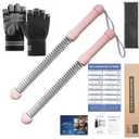 Cordless Battle Ropes (2 PCS) Portable Weighted Ropeless Battle Rope Sticks with Hand Gloves for HIIT Workout, Home Gym Strength & Cardio Training (Pink)