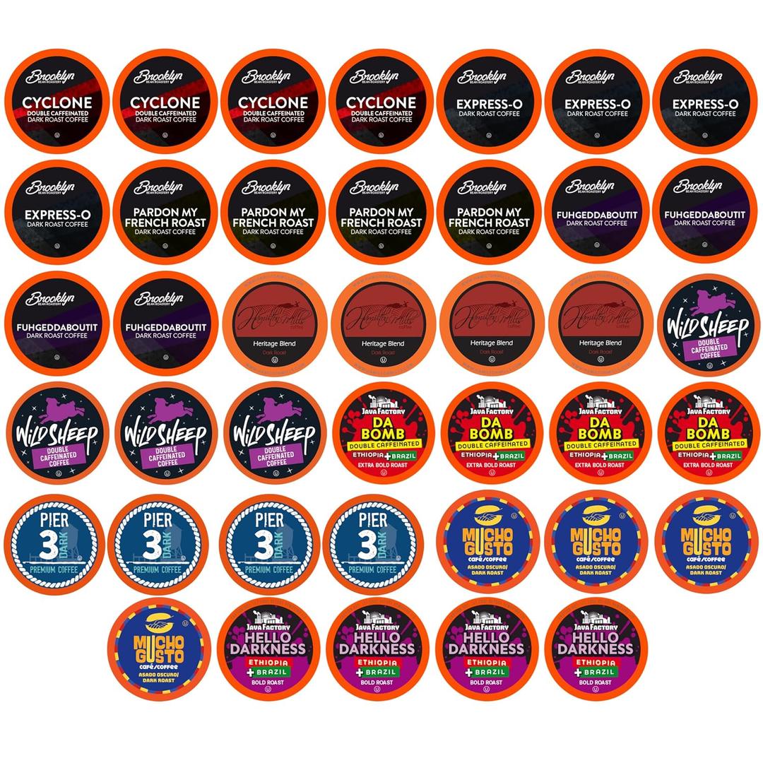 Two Rivers Coffee Bold & Dark Roast Coffee Pods, Compatible with 2.0 Keurig K-Cup Brewers, Assorted Bold Variety Pack, 40 Count (EXP 02/01/27)