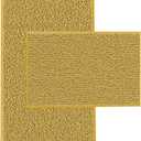 Gold Bathroom Mats Set - 2 Piece Chenille Non Slip Plush Bath Rugs with U-Shaped Toilet Rug, Size: 32"L x 20"W + 24"L x 16"W