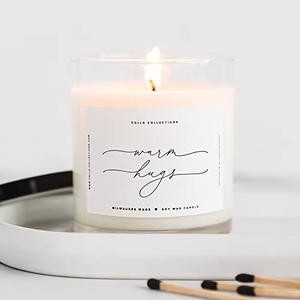 ThreeKin Warm Hugs Scented Candles for Home, Natural Soy Wax, Relaxing Aromatherapy Gifts, Essential Oils Scented, Long-Lasting Candle Burns for 75-Hours, Designed in USA, Lemongrass Lavender Scent