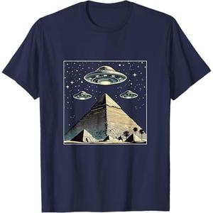 Alien Abduction Egyptian Pyramids UFO Egyptian T-Shirt, Medium