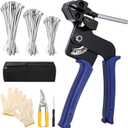 Metal Zip Tie Tool, Adjustable Fastening And Cutting Stainless Steel Cable Tie Gun, With 150pcs Metal Zip Ties & Free Zip Tie Release Tool for Outdoor Fence/Exhaust Pipe/Cable (zip ties tool)