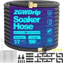 Soaker Hose 100 FT,1/2 Inch Soaker Garden Hose with 3/4" Solid Brass Connectors