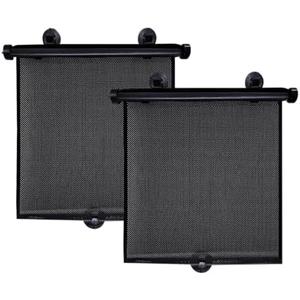 Ohleats 2 PCS Car Side Window Sun Shade, 19.7"19.7" Retractable Roller Auto Sunshade Blocks Sun Glare & UV Rays, Vehicle Mesh Window Shades for Baby, Universal Car Accessories (Black)
